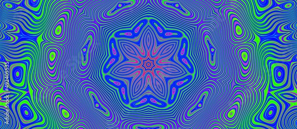 Fototapeta Mandala texture and abstract colorful background with circles, seamless color pattern with waves and water drops on glass