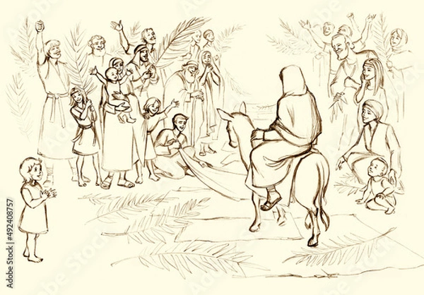 Obraz Jesus' Entry into Jerusalem. Pencil drawing