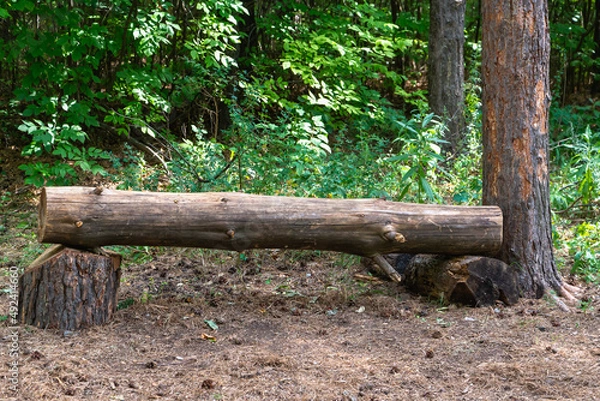 Fototapeta Log bench in the park.