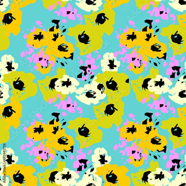 Obraz blue seamless pattern with flowers