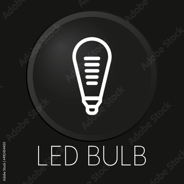 Fototapeta Led bulb minimal vector line icon on 3D button isolated on black background. Premium Vector.