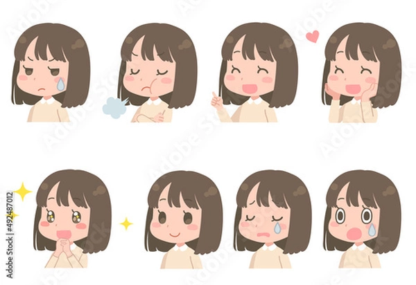 Obraz 女の子の表情セット