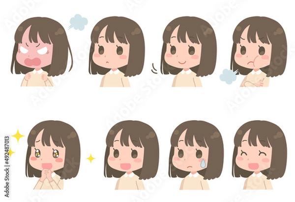 Obraz 女の子の表情セット