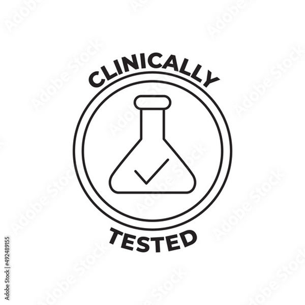 Fototapeta Clinically tested label, clinically approved label icon in black line style icon, style isolated on white background