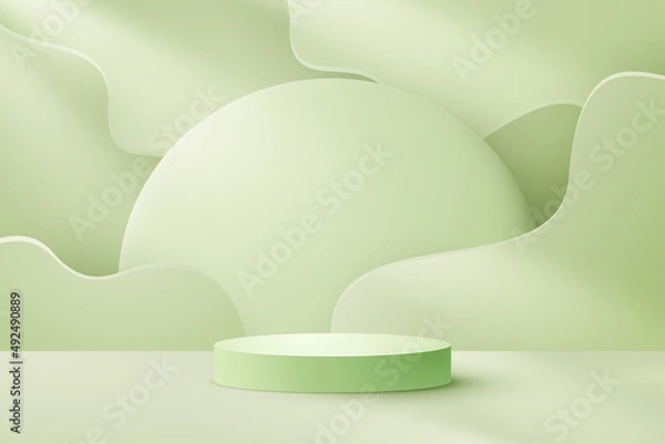 Obraz Abstract green podium display background for your product presentation or product display pedestal
