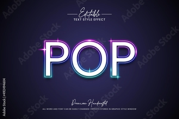 Fototapeta Neon Pop 3d Text Style Effect. Editable illustrator text style.