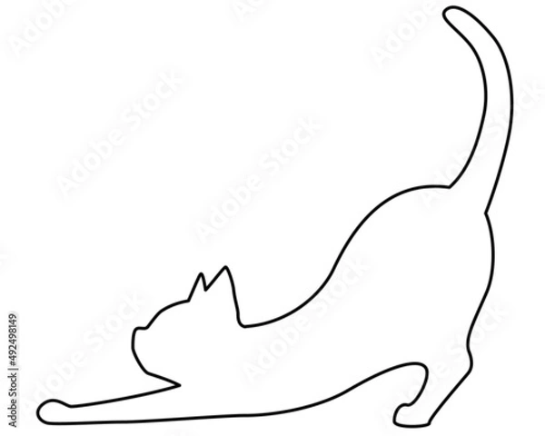 Obraz ネコのシルエット線画イラスト4