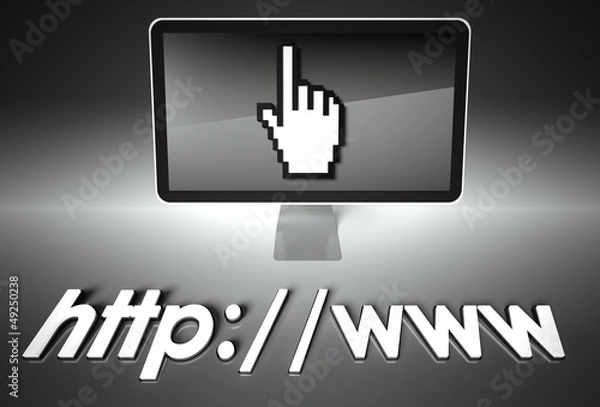 Fototapeta Screen and hand icon with Http, Network