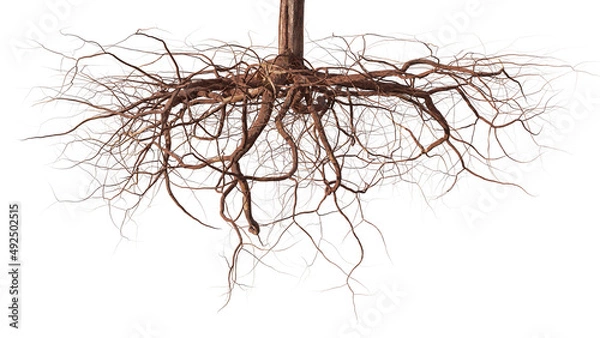 Obraz tree roots isolated on white background 