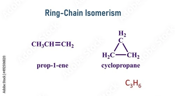 Fototapeta In ring-chain isomerism, one of the isomers has an open-chain structure whereas the other has a ring structure