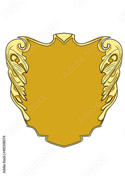 Obraz golden shield with ribbon