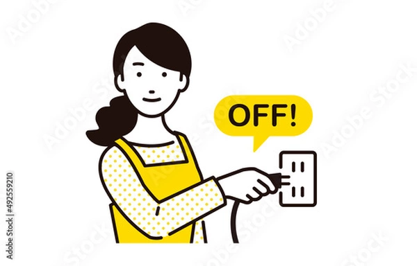 Fototapeta 節電を考えてコンセントを抜く主婦
