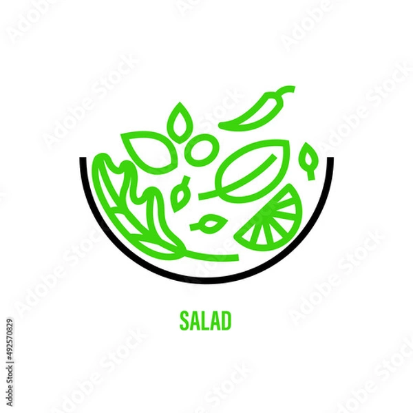 Obraz Salad Vector Icon. healthy and vegan diet. editable vector.
