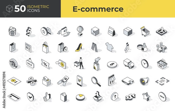 Fototapeta 50 E-commerce Isometric Icons