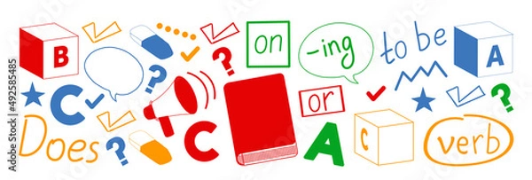 Obraz Vector pattern with little children. Kindergarten. Imagination. Creativity. Play.