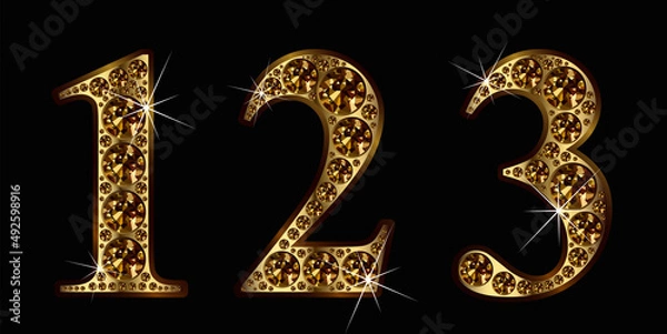 Obraz Diamond numbers set 1, 2, 3. Vector Eps10