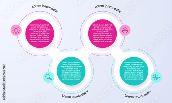 Obraz 4 infographic vector template. modern minimal infographic template
