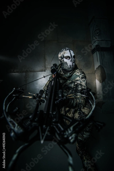 Obraz Fighter with a crossbow. Apocalypse