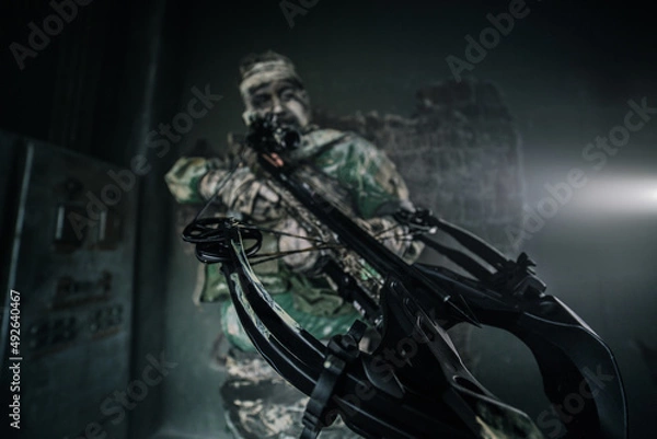 Obraz Fighter with a crossbow. Apocalypse