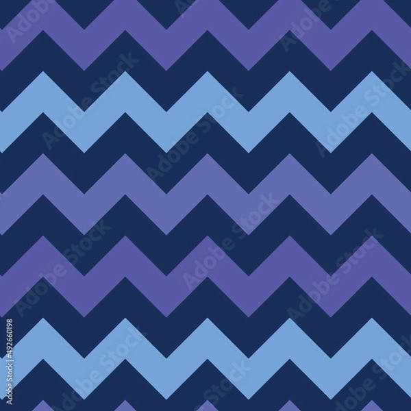 Fototapeta Chevron zigzag seamless pattern in very peri, light blue and purple over dark background. Great for textile, home décor and wallpaper 