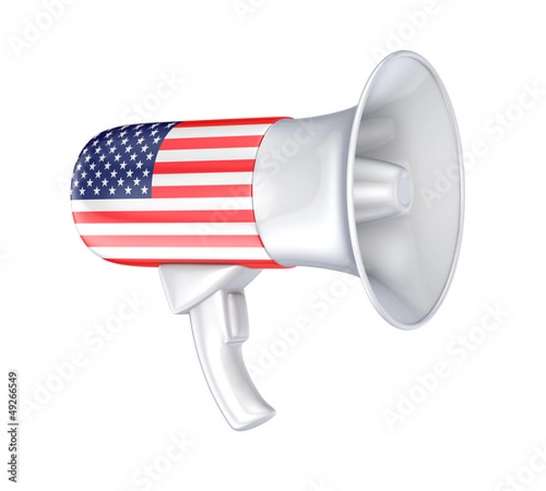 Fototapeta Loudspeaker with american flag.