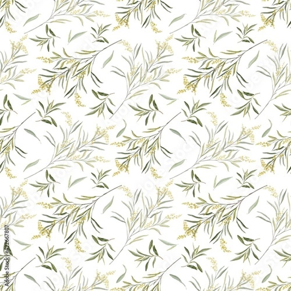 Fototapeta seamless floral pattern with leaves