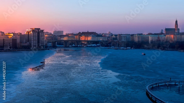 Fototapeta Liljeholmsbron going over to Sodermalm in Stockholm City Sweden