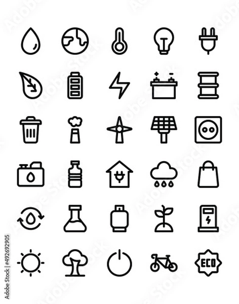 Obraz Ecologi Icon Set 30 isolated on white background