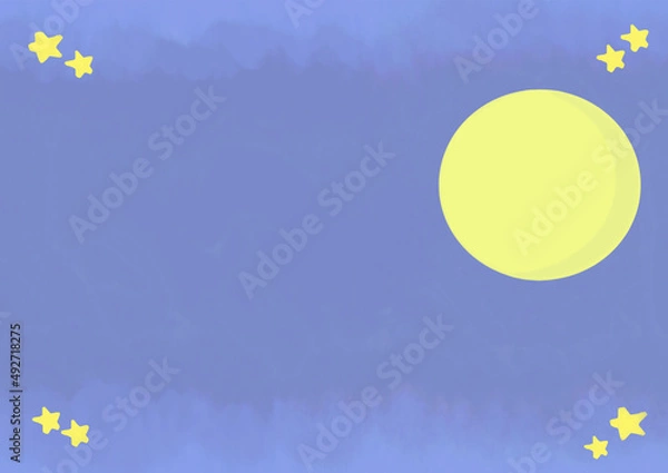 Obraz 夜の月と星