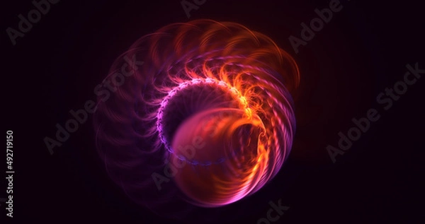 Fototapeta 3D rendering abstract multicolor technology fractal light background
