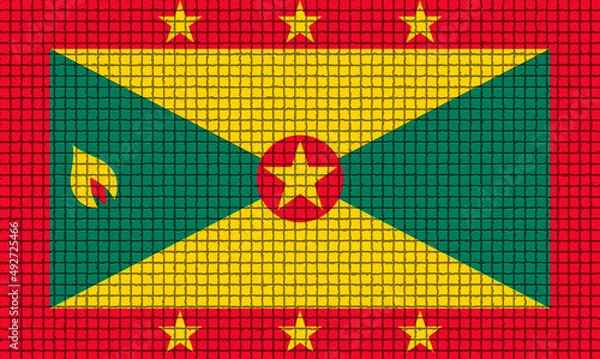 Fototapeta Grenada  flag. GD national logo. Grenada  patriotism symbol. State banner of capital of  St. Georges . Nation independence GRD Flag with filter tiles. 2D Image