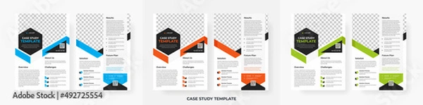 Fototapeta Professional case study template design, creative Business case study Double Side Flyer template