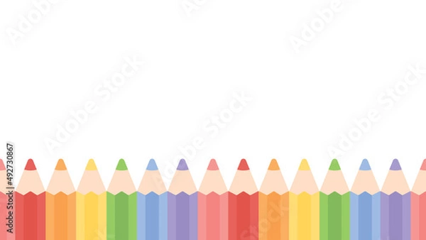Obraz Cute pastel colored pencils bottom border seamless pattern background. Flat vector illustration. Back to school concept.