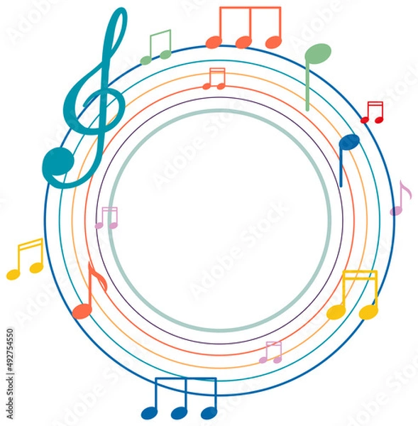 Obraz Music notes rainbow colourful on white background