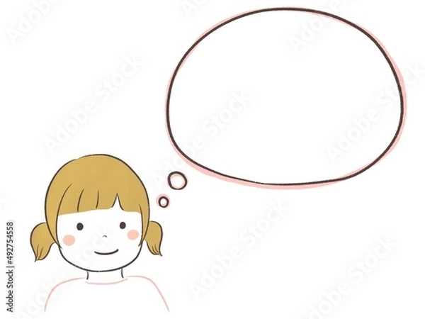 Fototapeta かわいい女の子のシンプルフレーム(右向き)