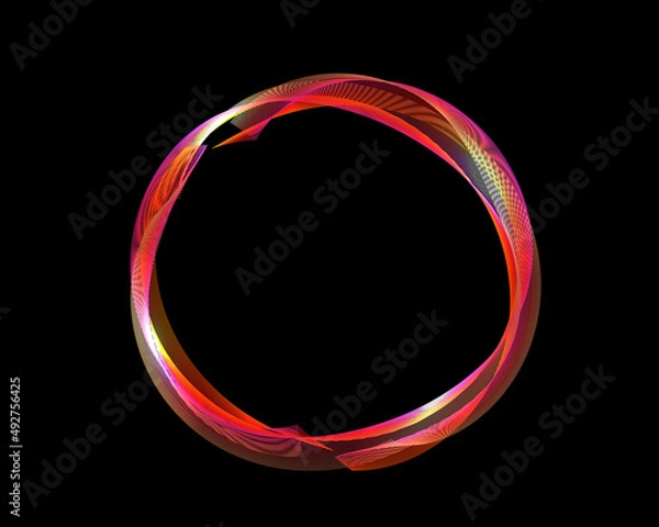 Fototapeta Red Wave Lines Pattern Circle Frame Abstract Background. Isolated. Brush Stroke. Vector
