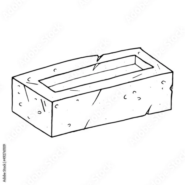 Fototapeta Brick icon hand drawn. Vector illustration of brick building. Sketch clay brick.