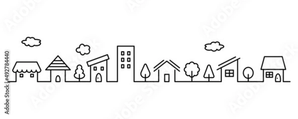 Fototapeta 街並み　線画