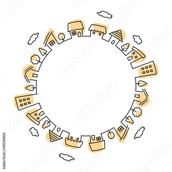 Fototapeta 街並み　円・丸