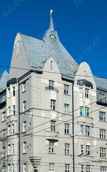 Obraz Fragment of Art Nouveau architecture style of Riga city , Latvia