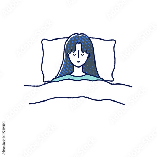 Fototapeta 寝ている女性　イラスト　手描き