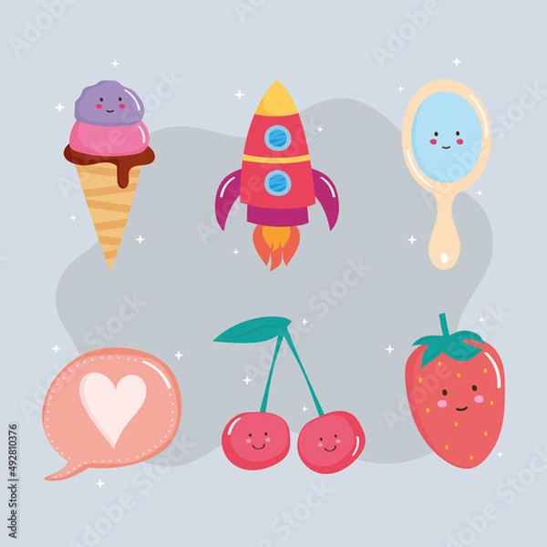 Fototapeta set of cute elements