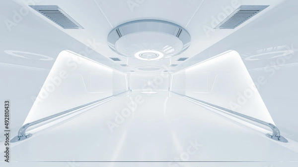Obraz Scientific laboratory or empty white room. Technology background and science concept. 3D Render.