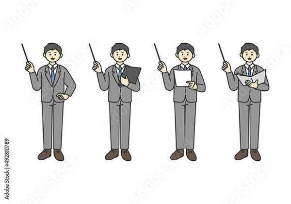 Obraz 指し棒を持ったビジネスパーソンのイラスト素材