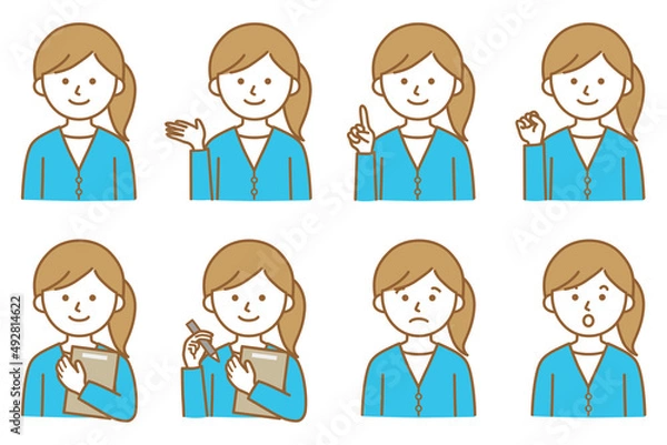 Fototapeta 人物 女性 オフィスカジュアル 私服 カーディガン アイコン