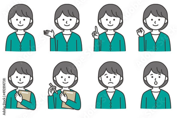 Fototapeta 人物 女性 オフィスカジュアル 私服 カーディガン アイコン