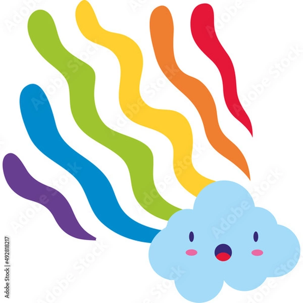 Obraz cloud comic with rainbow wake