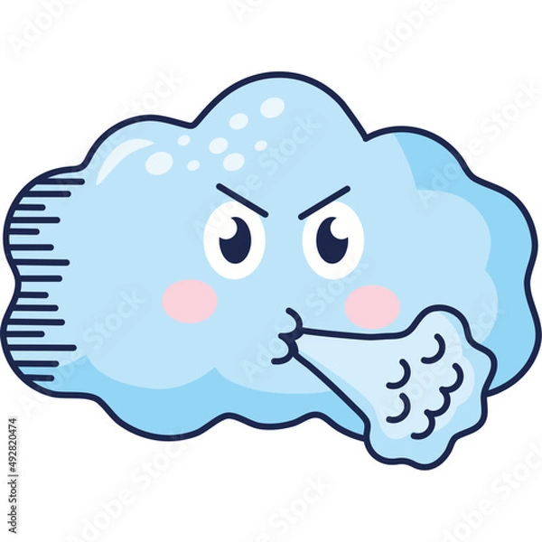 Obraz cloud blowing kawaii character