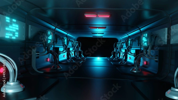 Obraz 3D rendering, corridor, corridor, laboratory, sci-fi,