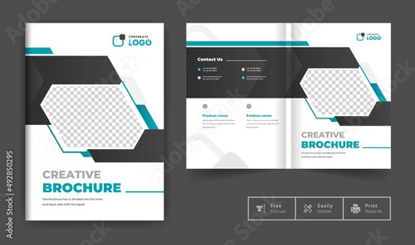 Obraz Professional colorful corporate abstract brochure cover page annual report book cover business profile design template elegant modern fully editable text and vector design layout